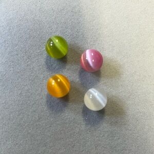 SET OF 4 CATS EYE ROUND STONES/MARBLES 10MM INTERCHANGEABLE FOR RINGES PENDANTS